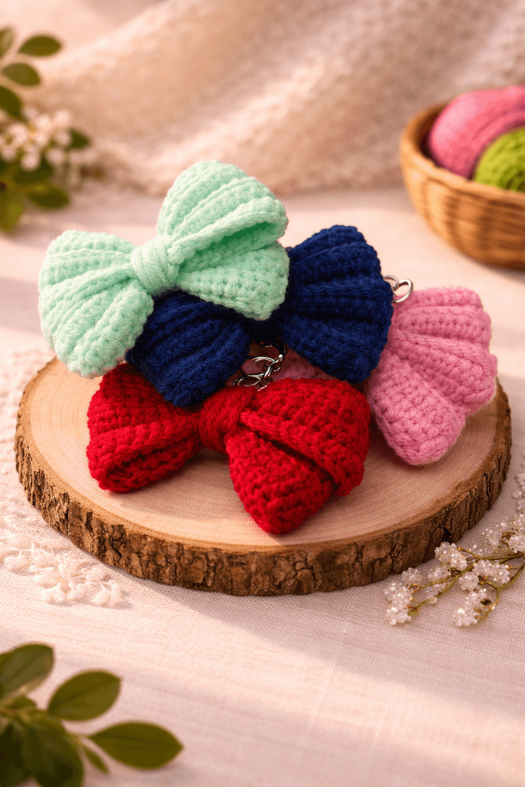 Crochet Ribbon Keychain