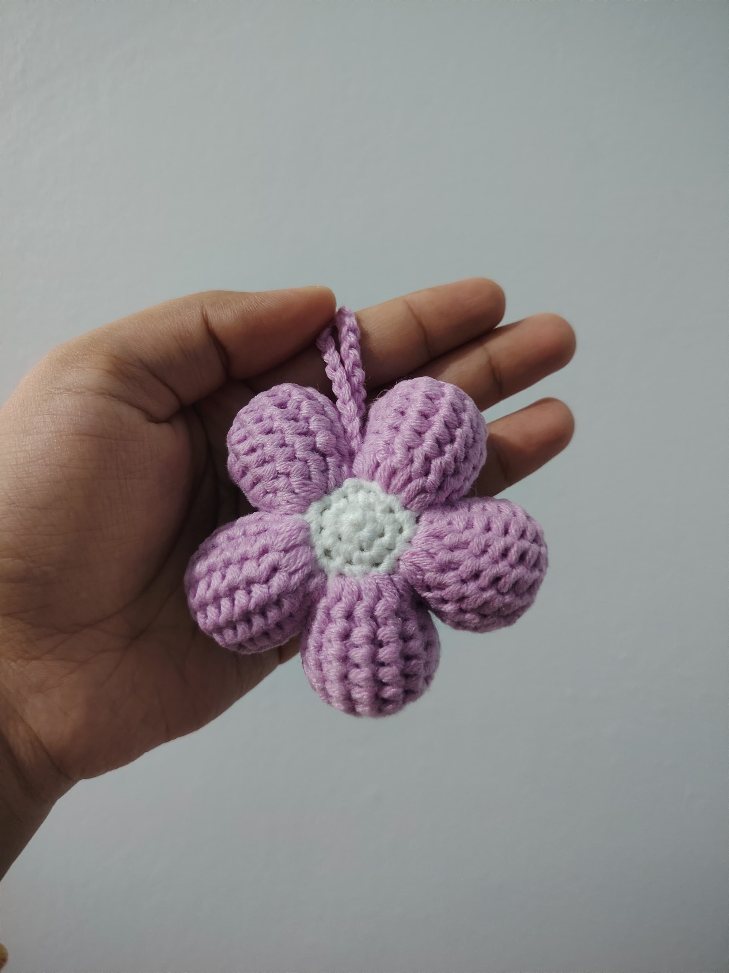 Crochet Tunisian Flower Keychain