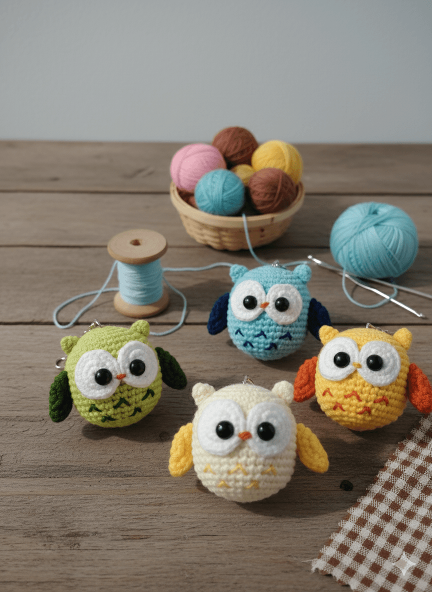 Crochet Owl Keychain
