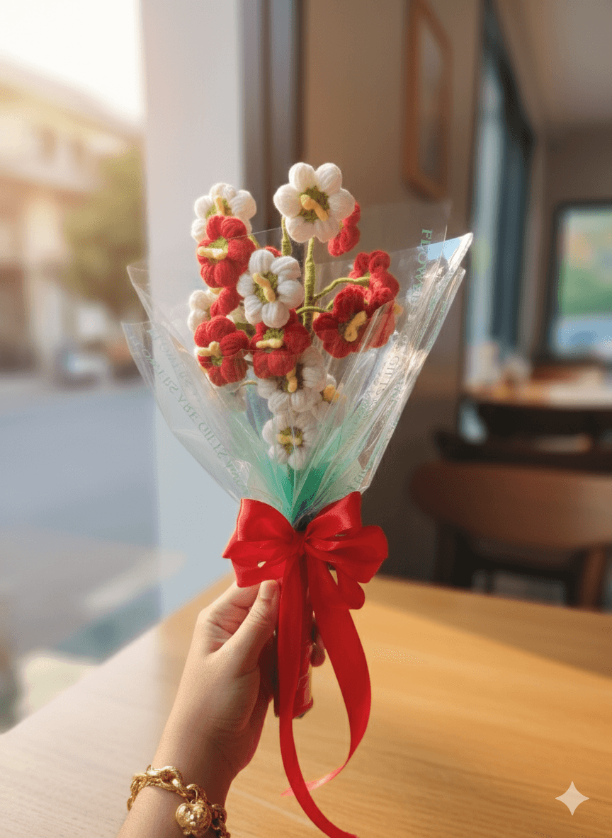 Crochet Flower Puff Bouquet Without Leaves